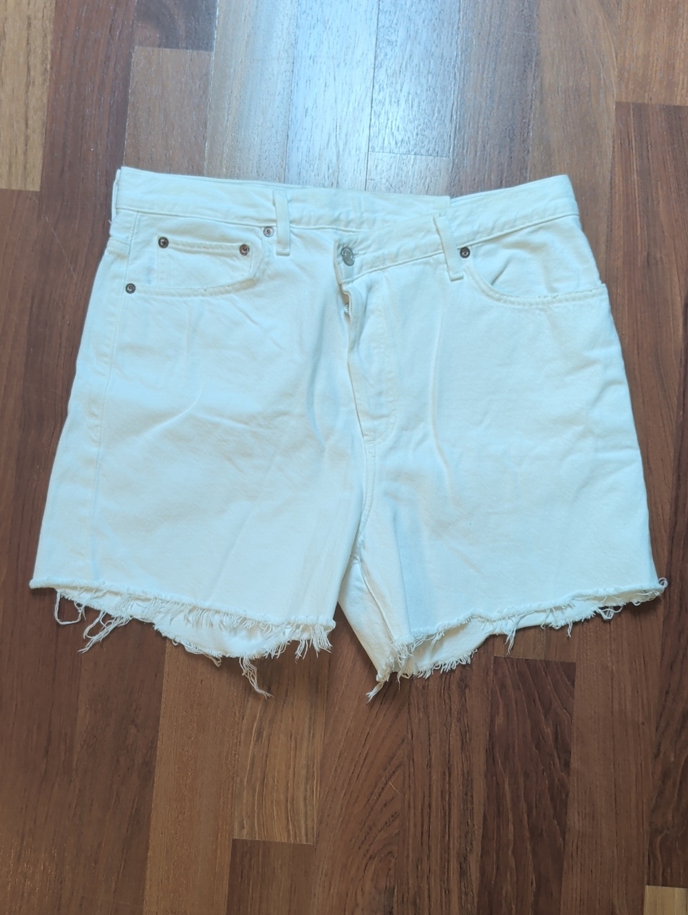 Agolde Criss Cross Jean Shorts Size 30 US In Solid Element White 100% Cotton